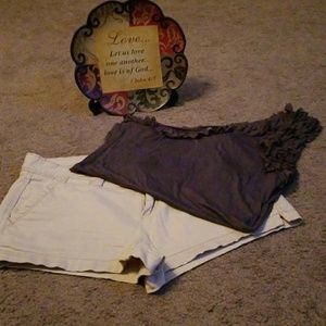 stretch aeropaostale tan shorts size 7/8 w/ top